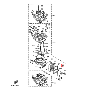 Крышка топливного насоса Yamaha 30D (6J8) (три цилиндра) Япония