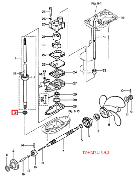 Шестерня вертикального вала (Пиньон) Tohatsu 8-9.8 (3B2-64020-0) (RT)