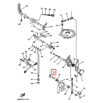 Ось газа (в поддон) Yamaha 20-30 (PREMARINE)