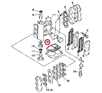Прокладка блок Yamaha 50-70 (PREMARINE)
