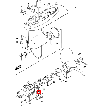 Сальник гребного вала Suzuki DF4-DF6A (09282-12L05) (12x24x4.5) (Suzuki)