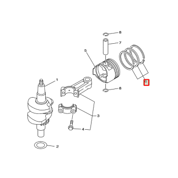 Кольцо поршневое маслосъемное Yamaha F4-F5 (PREMARINE2)