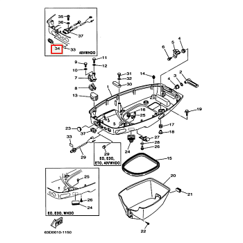 Уплотнения индикатора контроля масла Yamaha 40-70: F9,9-115 (6FM-83589-00)