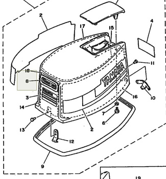 Уплотнение капота Yamaha 20-25D (E)MHS/L