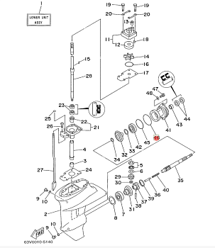 Уплотнительное кольцо обоймы гребного вала YAMAHA 9,9-15 F8-15 (15F-06.12.05; 93210-56M80) (PREMARIN