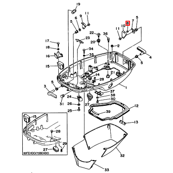 Заклепка крепления капота Yamaha 60-70 (90269-04M03)