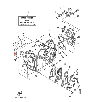 Болт с шайбой блока ДВС Yamaha 9.9-15 (90119-08M07) (Yamaha)