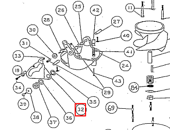 Сектор заслонки реверса водомета (средней серии) (PNFM40E-32007; 1035) (PREMARINE)