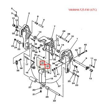 Втулка шарнирного соединения гидроподъёмника Yamaha 25-40, F20-45 (90386-12MA0) (Yamaha)