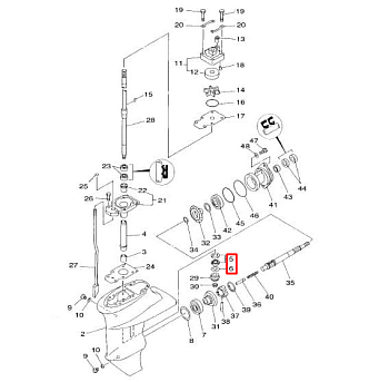 Подшипник роликовый Yamaha 9.9-15, F8-15 (15x28x2) (93341-41414-K) (93341-414V1-K) (PREMARINE2)