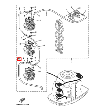 Трубка подогрева карбюраторов Yamaha 40-140;F6-9,9 (Япония)