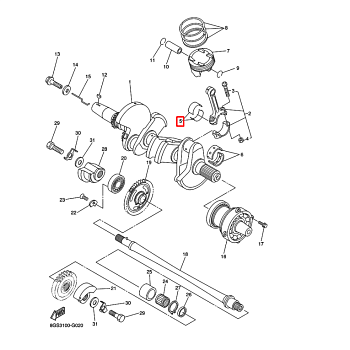 Вкладыш шатунный (жёлтый) снегоход, гидроцикл YAMAHA  (5JW-11656-40)