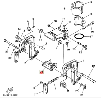 Упор дейдвуда YAMAHA 2 HIDEA 3,5 (3.5F-03.04; 6A1-43351-00)(PREMARINE)