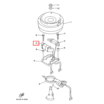 Катушка генераторная подмаховиковая Yamaha 9.9-15 (PREMARINE2)