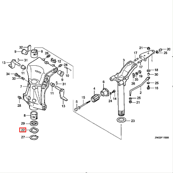 Волнистая шайба поворотной рамы Honda BF25-30; BF35-50; BF75-90 (Honda)