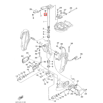 Гайка самоконтрящаяся верхнего демпфера подвескиYamaha 25-55, F20-70 (90185-08045;90185-08018) (Yama