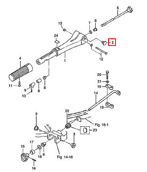 Болт крепления румпеля Tohatsu 9.9-30, M40C (PREMARINE2)