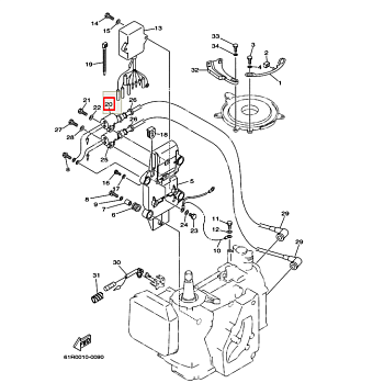 Катушка зажигания высоковольтная Yamaha 25-30 (RT)