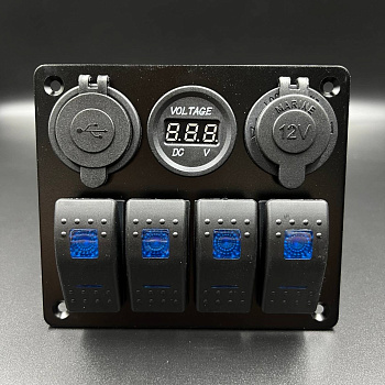 Панель управления (4 тумблера вкл/выкл, прикуриватель, 2 USB)(PREMARINE)