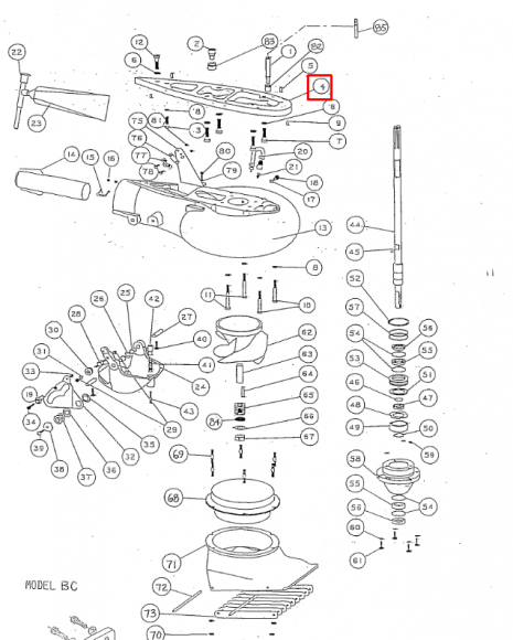 Переходная плита водомета Yamaha 30H (средняя серия) (32201-621110; 1889) (PREMARINE)