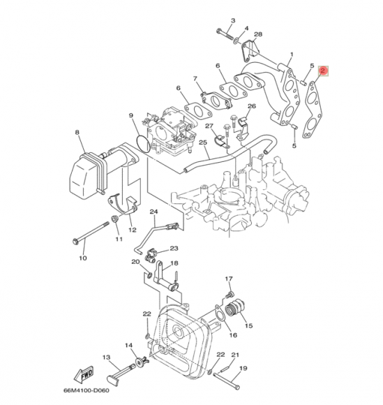 Прокладка коллектора YAMAHA F9,9-15 (F15-01.03.00.28; 66M-13645-00) (PREMARINE)