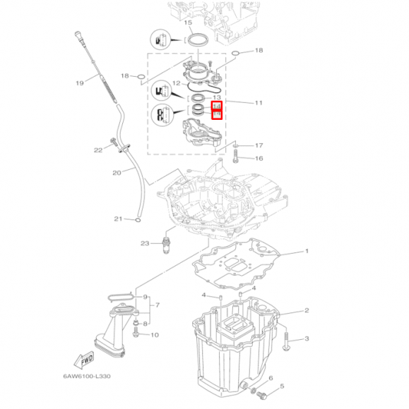 Сальник масляного насоса Yamaha f300-350  (6AW-13631-00) (Yamaha)